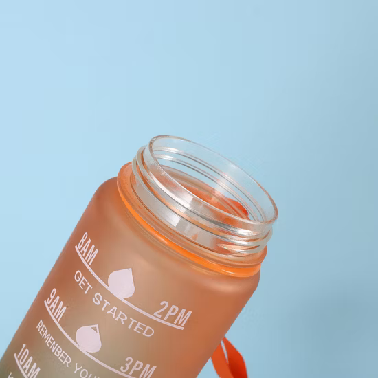 누출 방지 Tritan BPA 무료 1L 피트니스 야외 스포츠 물 주전자 시간 마커 대형 플라스틱 동기 부여 물병